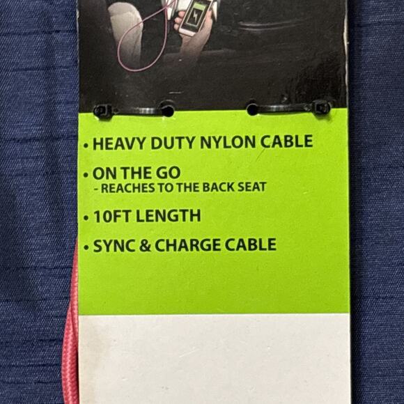 Gadget Gear 10 Foot 2.4 Amp Nylon Braided Micro USB Rapid Charge Cable- Pink - Picture 5 of 5